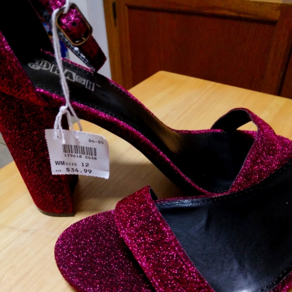 Brash Hot Pink Sparkly Heels - Size 12 Brand New